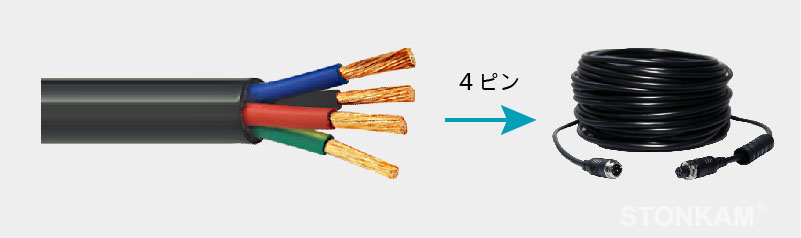 4ピン車載カメラ用延長ケーブル